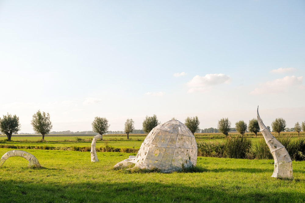 Kunstroute Dichter op het Land op Schokland met de Jellyfish van Elena Redaelli . Wandelen in Flevoland