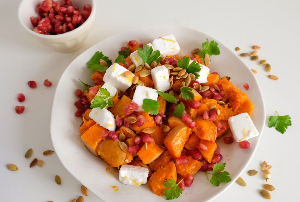 Recept voor pompoensalade met vegan feta