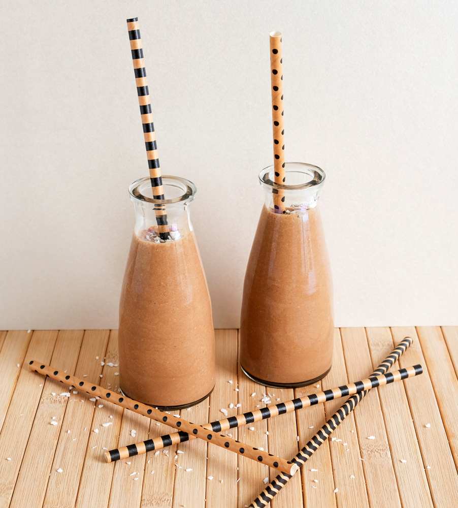 De zoete verleiding, een koffie-kokos-cacao smoothie