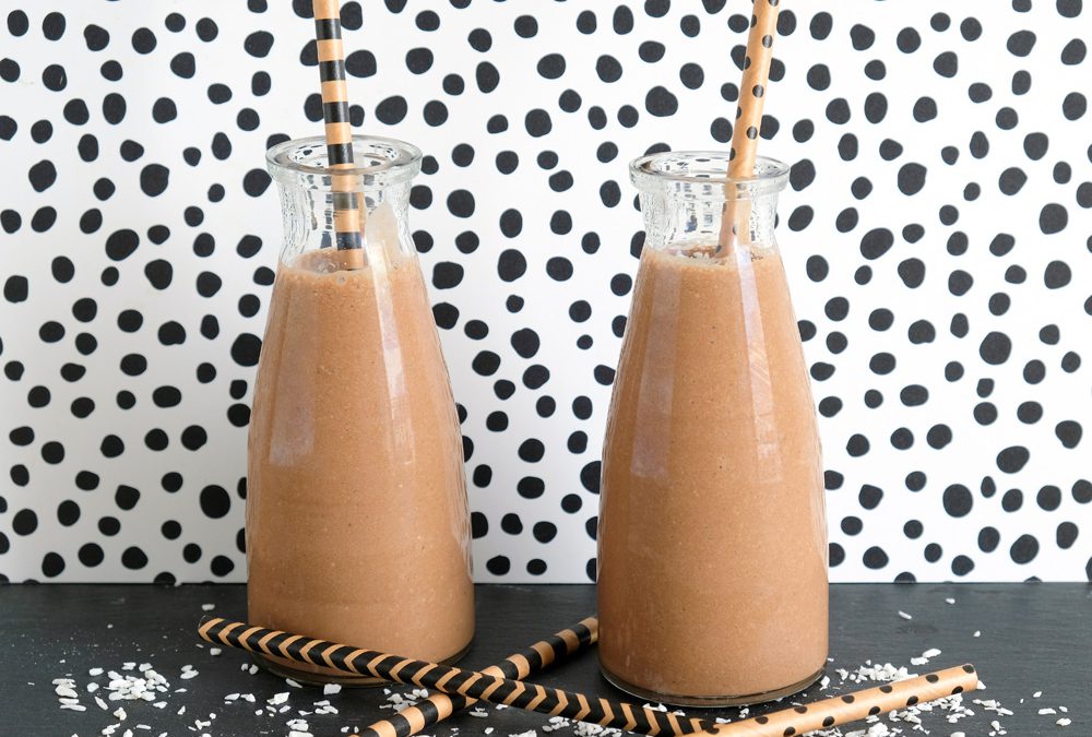 Koffie-kokos-cacao smoothie, vegan