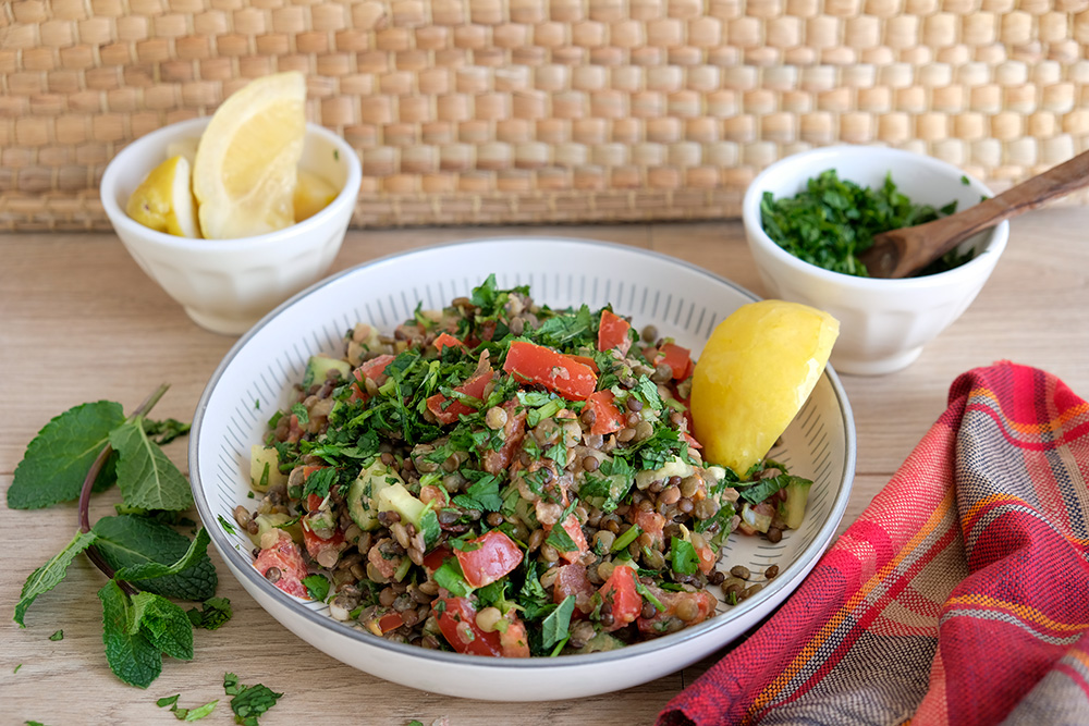 Linzensalade is lekker als lunch